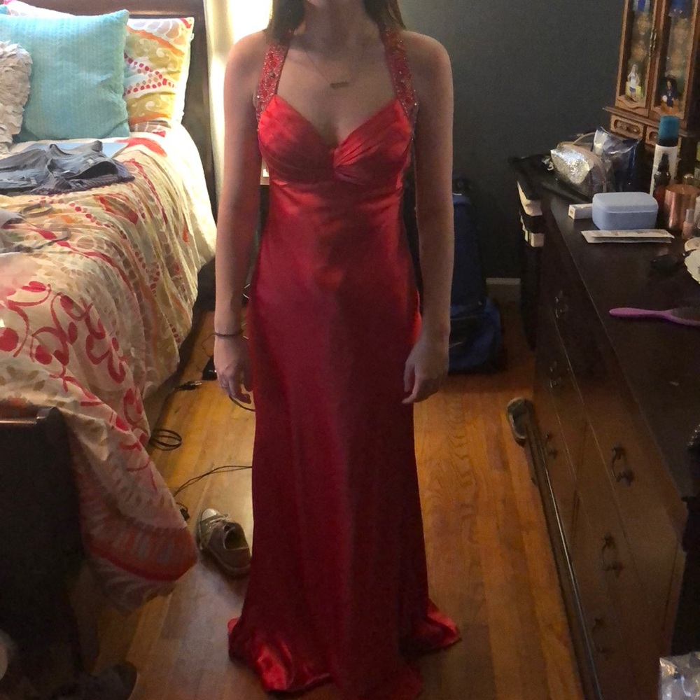 A red prom dress.
